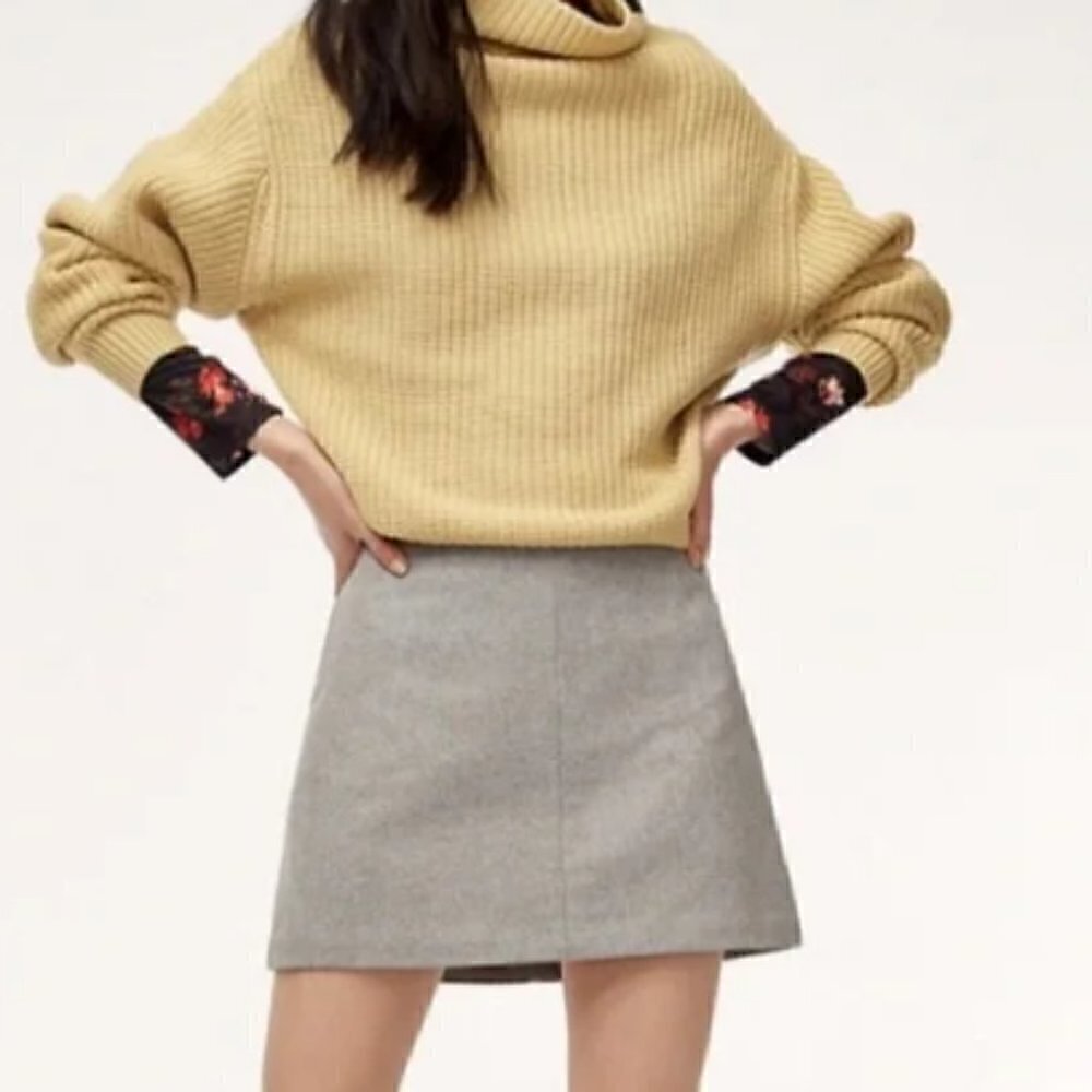 WILFRED NEW CLASSIC MINI SKIRT in SIZE 0 LT GREY SPECKLED TWD